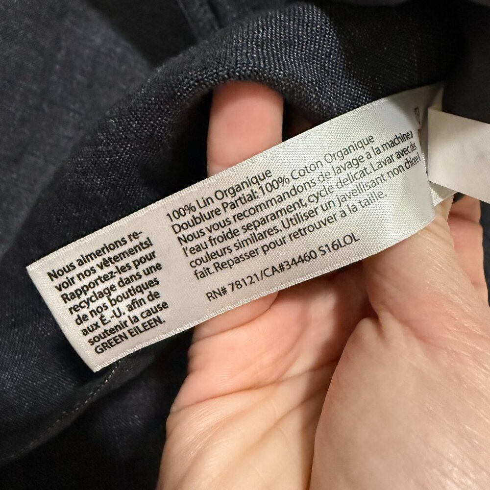Women Eileen Fisher Linen Denim Two Button Lightweight Blazer Black Extra Small - Picture 7 of 8